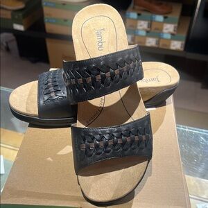 Jambu Black and Brown Woven Sandals